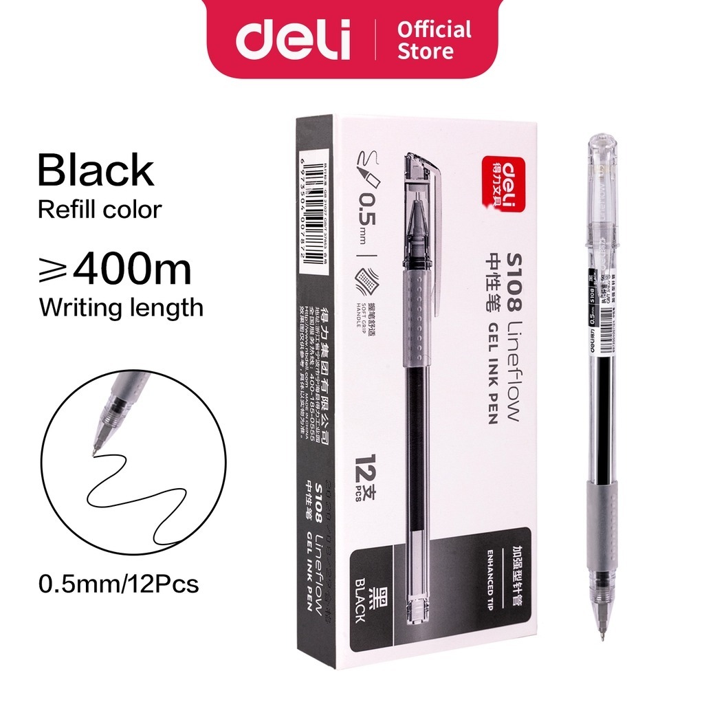 

[1 PCS] Bolpoin Lineflow 0.5mm S 128 DELI / Bolpoin Gel / Gel Pen DELI