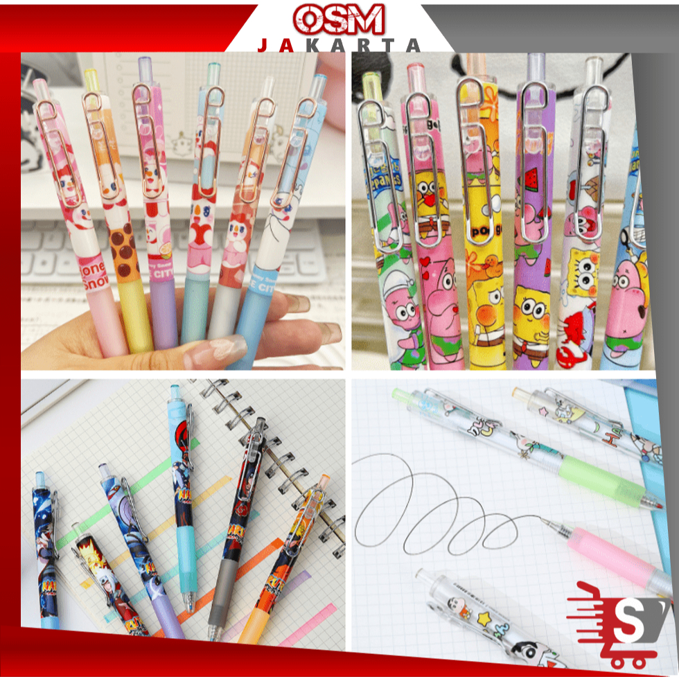 

OSM JKT S6368 Pena Gel Mekanik Lucu / Set Pena Kartun Isi 6 PCS / Bolpoin Mekanik Motif Kartun / Set Bolpoin Gel / Pulpen Mekanik