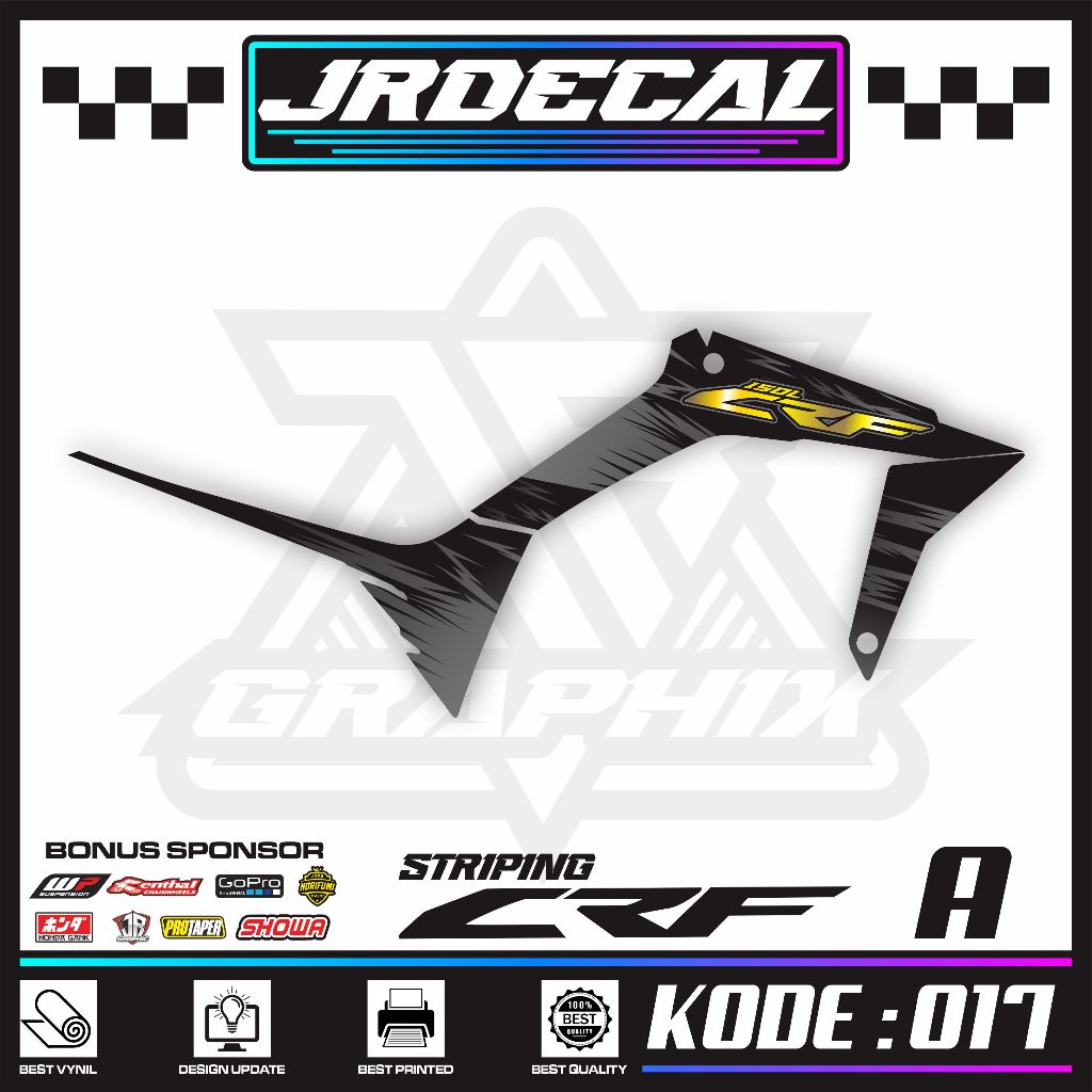 STIKER CRF 150L SEMI FULL GRAFIS TERSEDIA WARNA HITAM PUTIH MERAH MOTIF GARIS GARIS VARIASI SIMPEL K