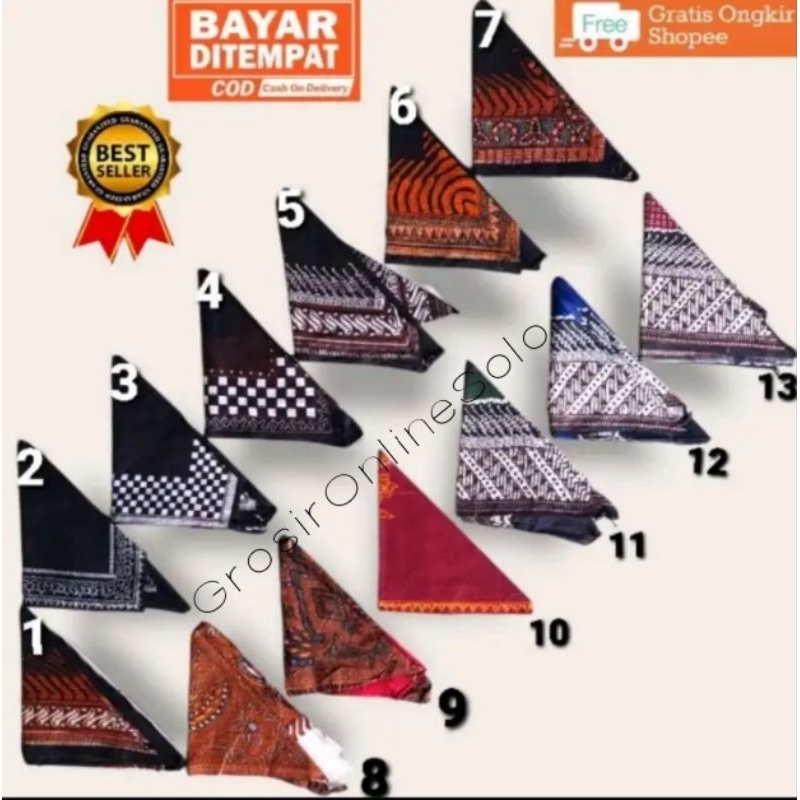 Iket Segitiga/ Iket Segitiga Jawa / Iket Segitiga motif batik