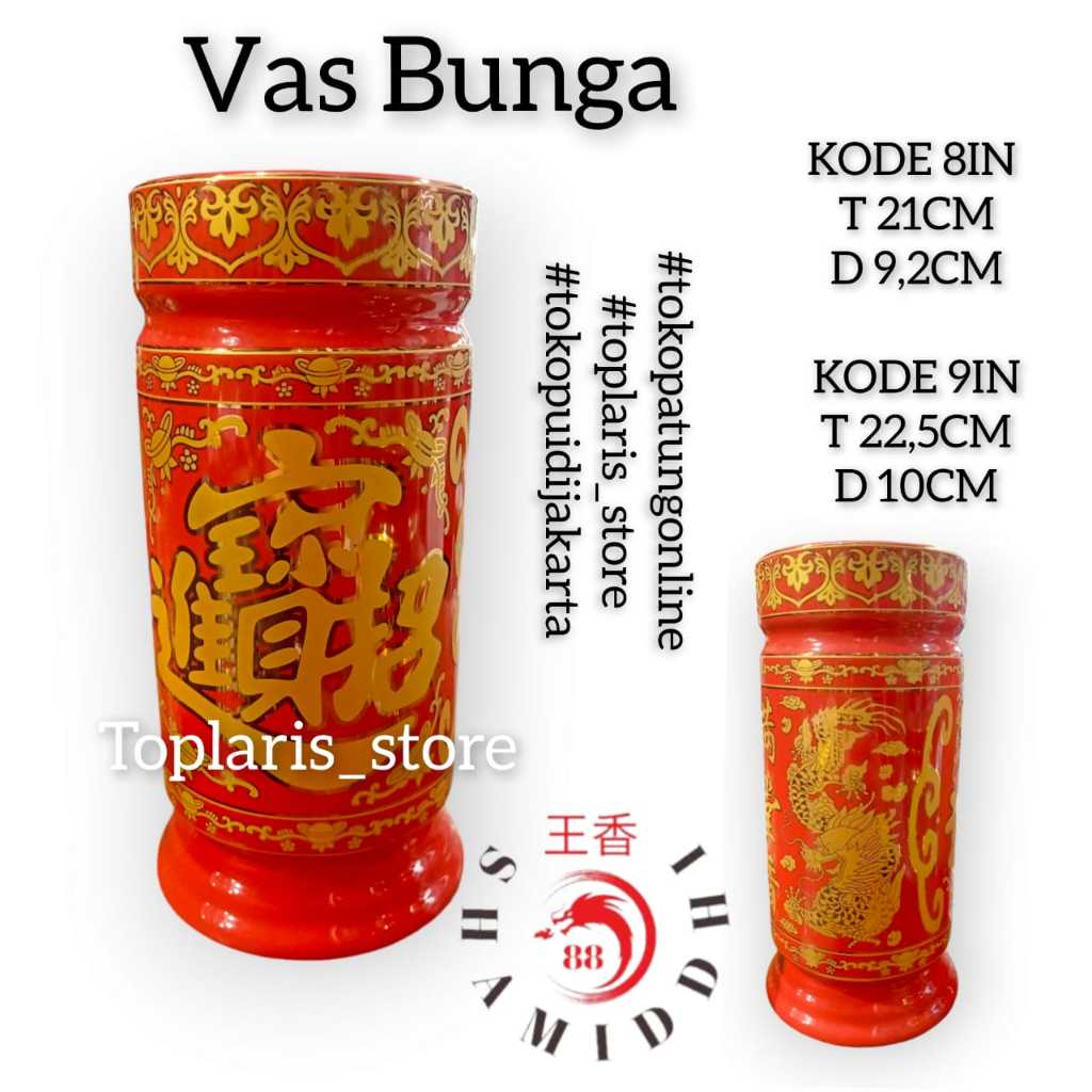 Vas Bunga Tempat Hio Naga Merah Keramik TPO