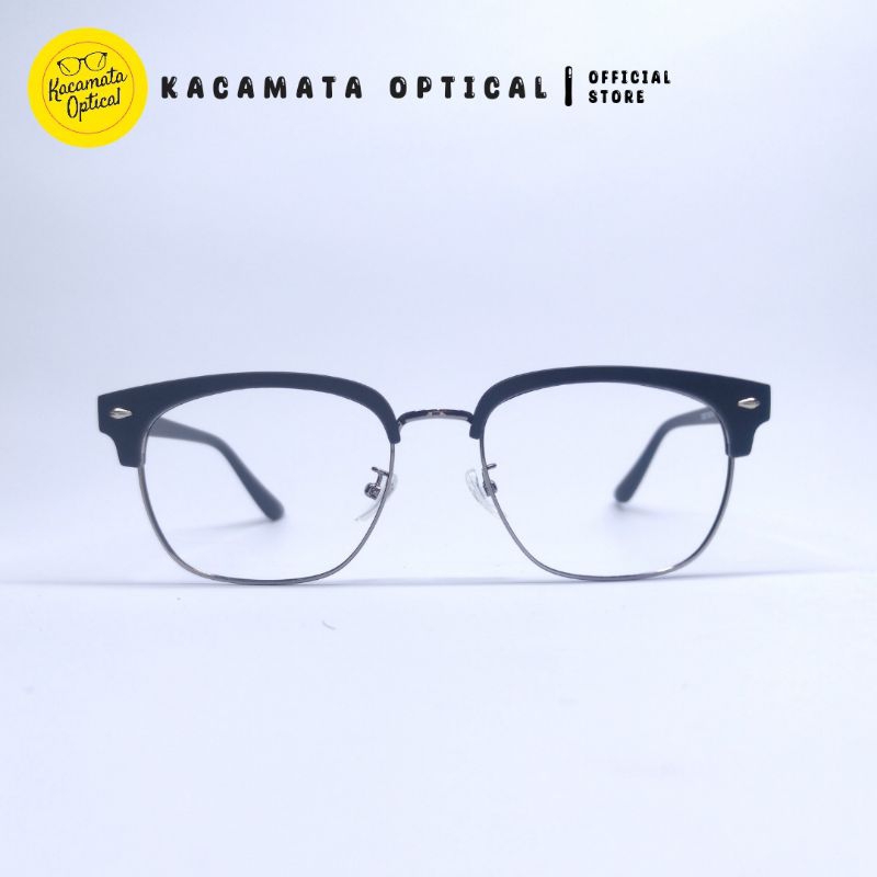 KACAMATA OPTICAL - Frame KMO8207 Kotak Hitam Doff Besi Plastik