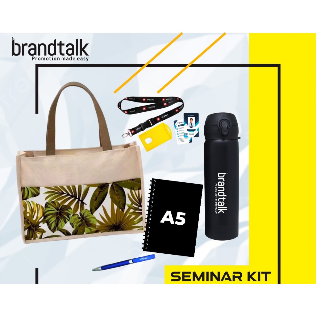 

Tas Totebag Canvas, Tumbler, Pulpen, Notebook Hardcover A5, Paket Lanyard - Paket Seminar Kit Custom - SS 10