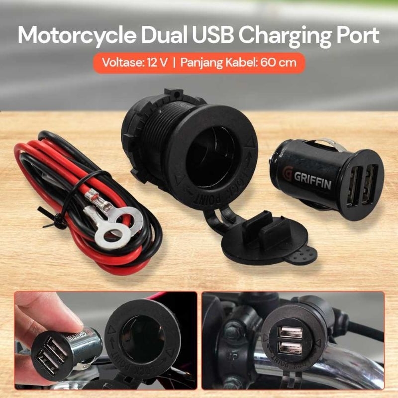 Adaptor USB Charger Universal Motor Nmax Vixion CB150 Megapro Mio Supra Jupiter + Socket kabel