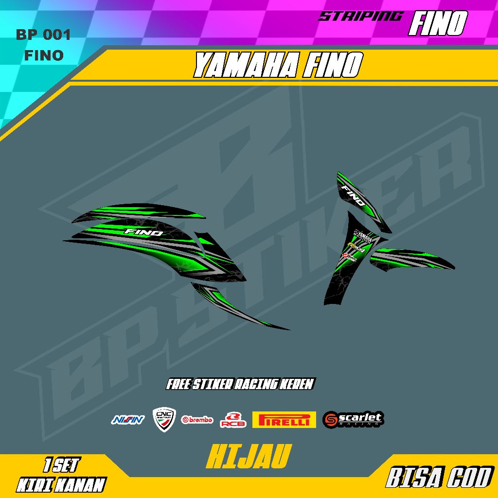 STRIPING MOTOR MATIC YAMAHA FINO TERBARU STIKER VARIASI STIKER STRIP SEMY FULL BODY KEREN STRIPING F