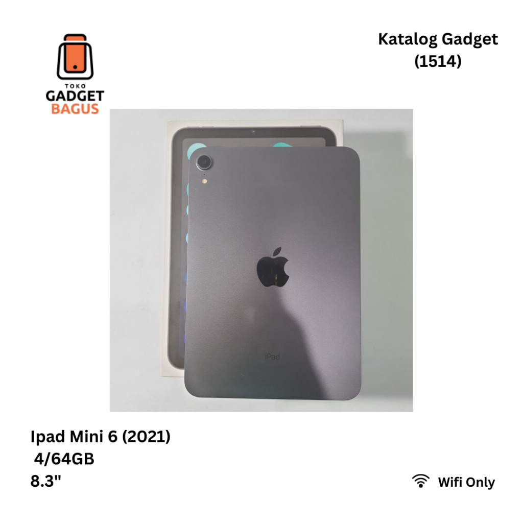 1514 - iPad Mini 6 Apple Inter 64 GB Wifi Only Space Gray Second Fullset