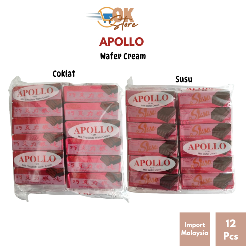 

Apollo Wafer Cream Susu & Coklat Isi 12 Pcs (Import Malaysia)