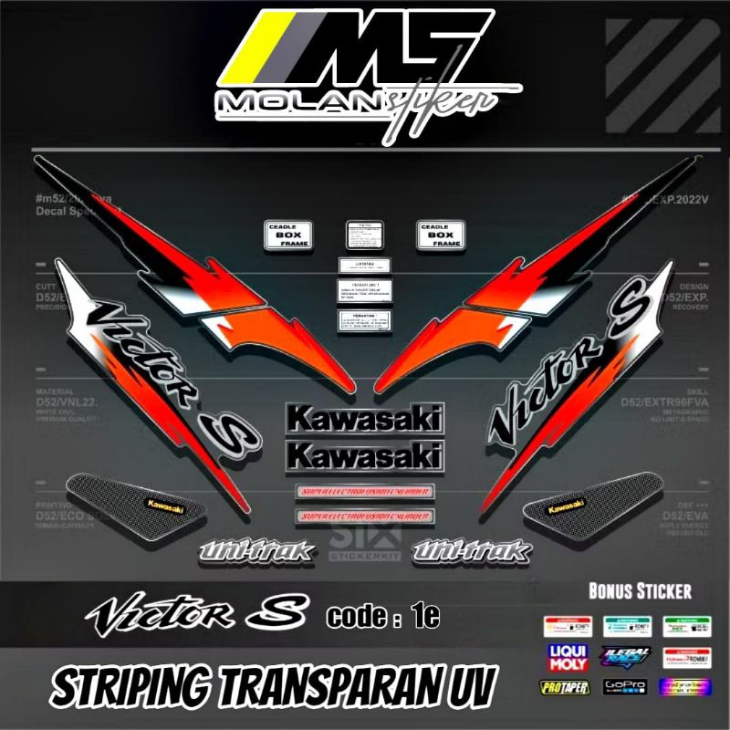 Decal Sticker Striping Variasi Transparan Uv Ninja Victor S Ninja R Ninja Ss Kawasaki Victor S Se 15