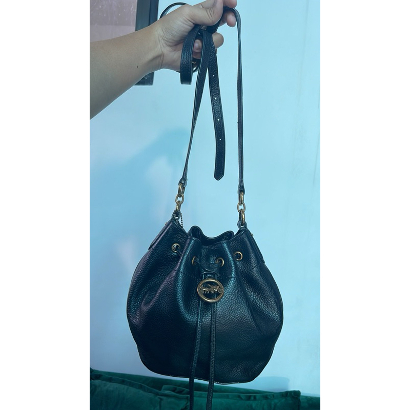 tas coach serut hitam authentic
