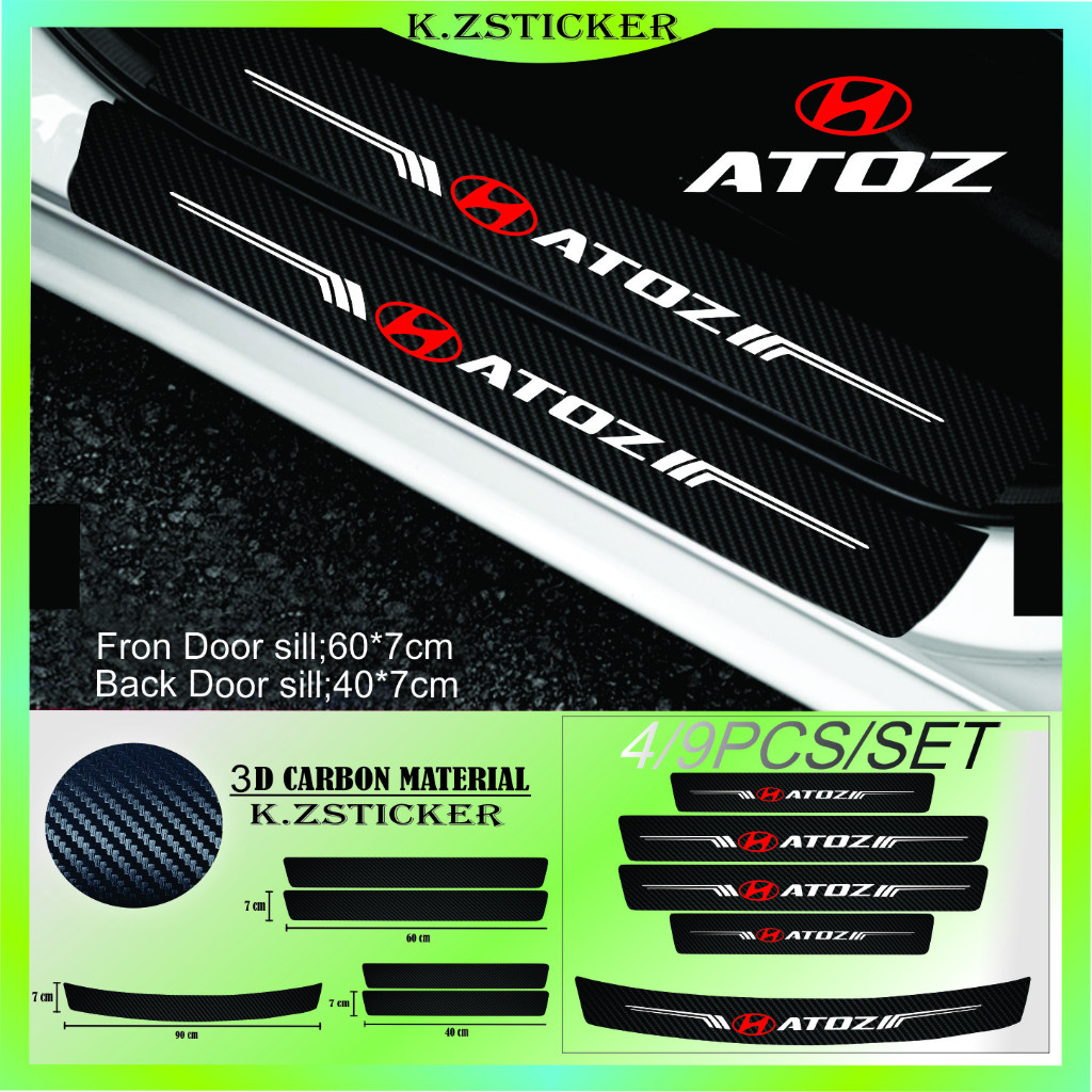 sticker sill plate carbon 3d mobil atoz sticker karbon 3d pelindung pijakan bumper bagasi mobil hyun