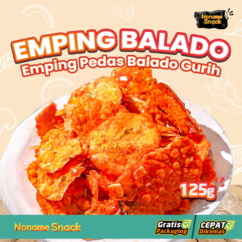 

NoName Snack - Emping Balado Melinjo Pedas Cemilan Grosir 130G