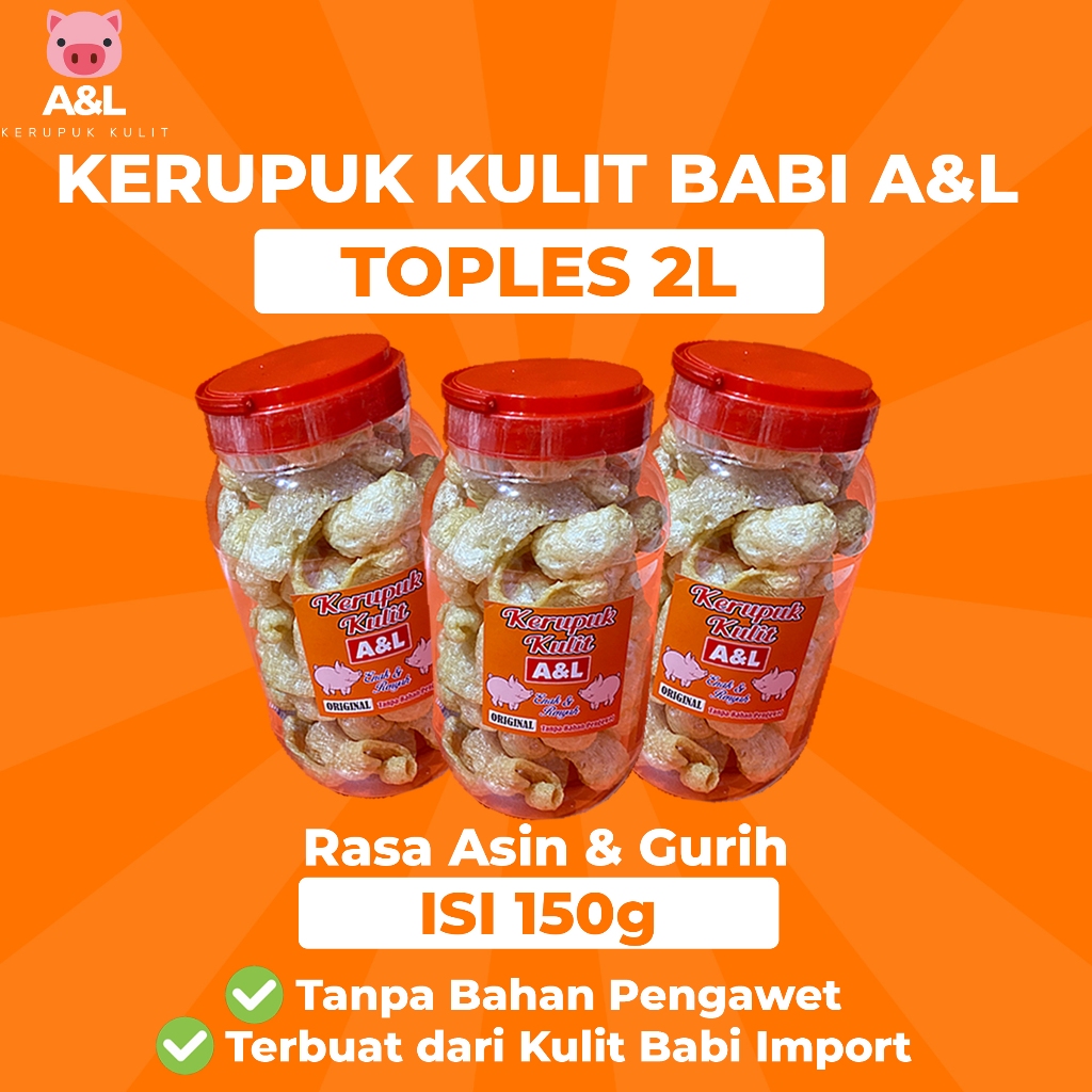 

Kerupuk Kulit Babi A&L Snack Rambak 2L / 150 Gram