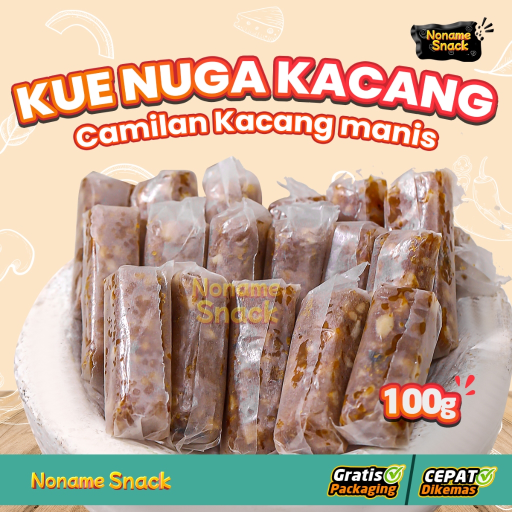 NoName Snack - Permen Nuga Kacang Tanah Kue Noga Tradisional Grosir 100Gr