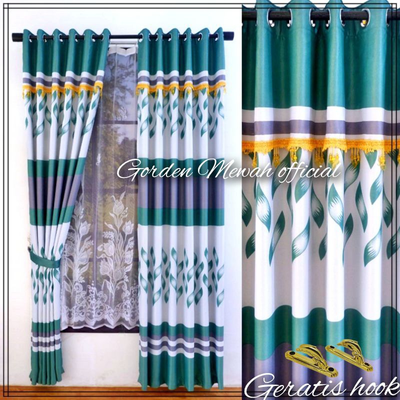 Hordeng pintu kamar Poni motif modern mewah kain blackout tebal kedap suara