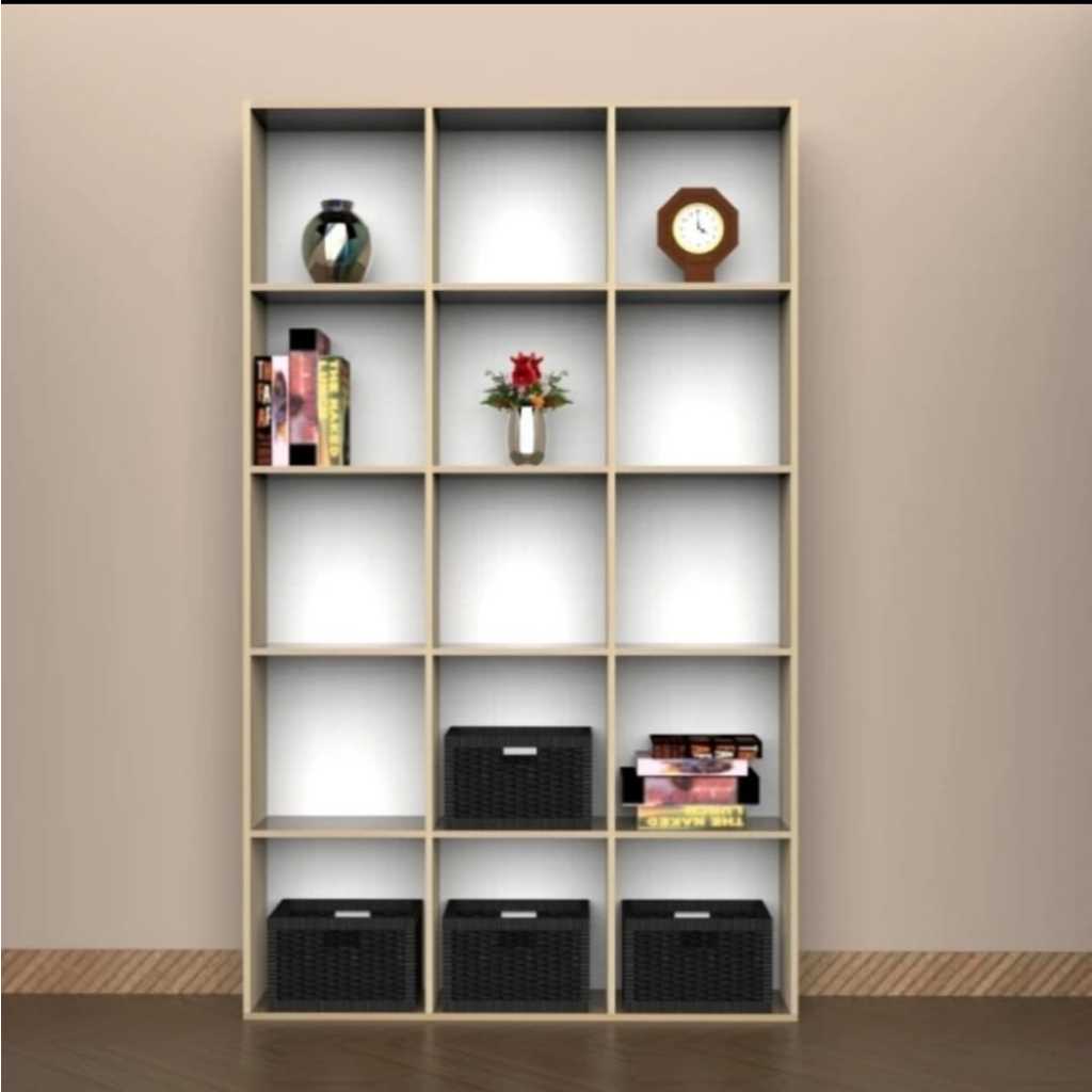 Rak buku Besar pajangan 15 kotak serbaguna minimalis sekolah perpustakaan etalase toko display