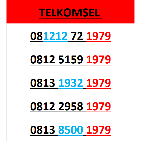 Nomor cantik telkomsel 4G 5G seri tahun 1979 r250