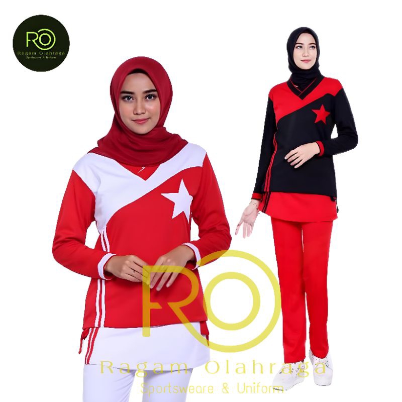 Stelan olahraga wanita muslimah/stelan olahraga yovis bintang/Baju Olahraga Yovis