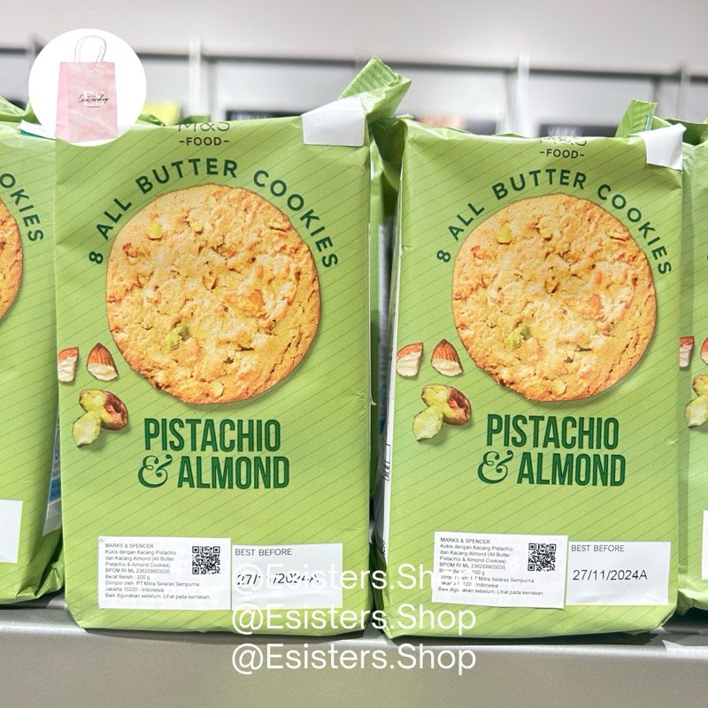 

M&S Food All Butter Pistachio & Almond Cookies Marks and Spencer Kukis dengan Kacang Pistachio