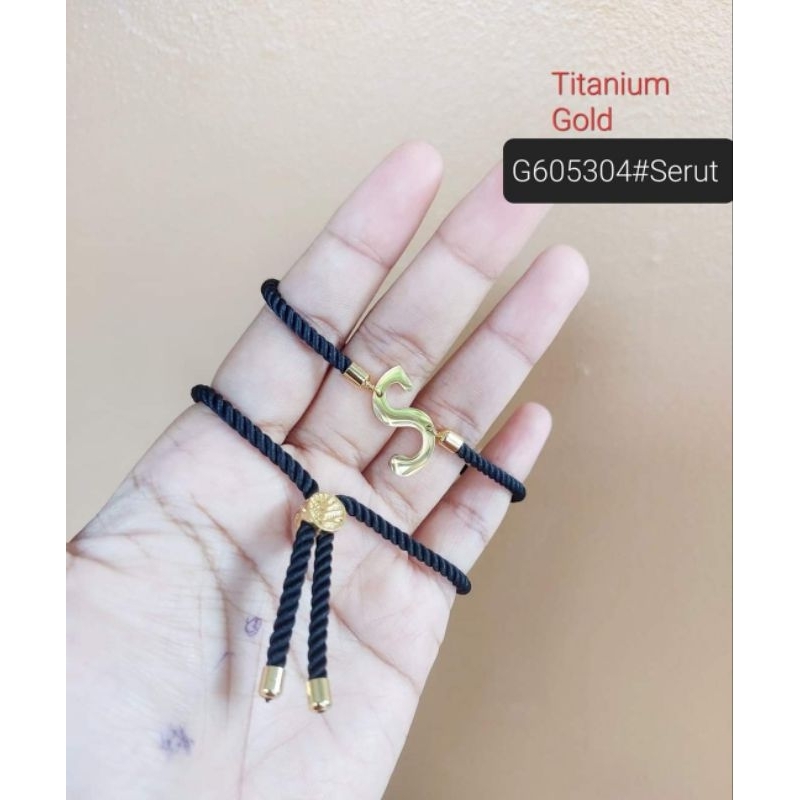 Gelang huruf abjad alfabet tali serut titanium