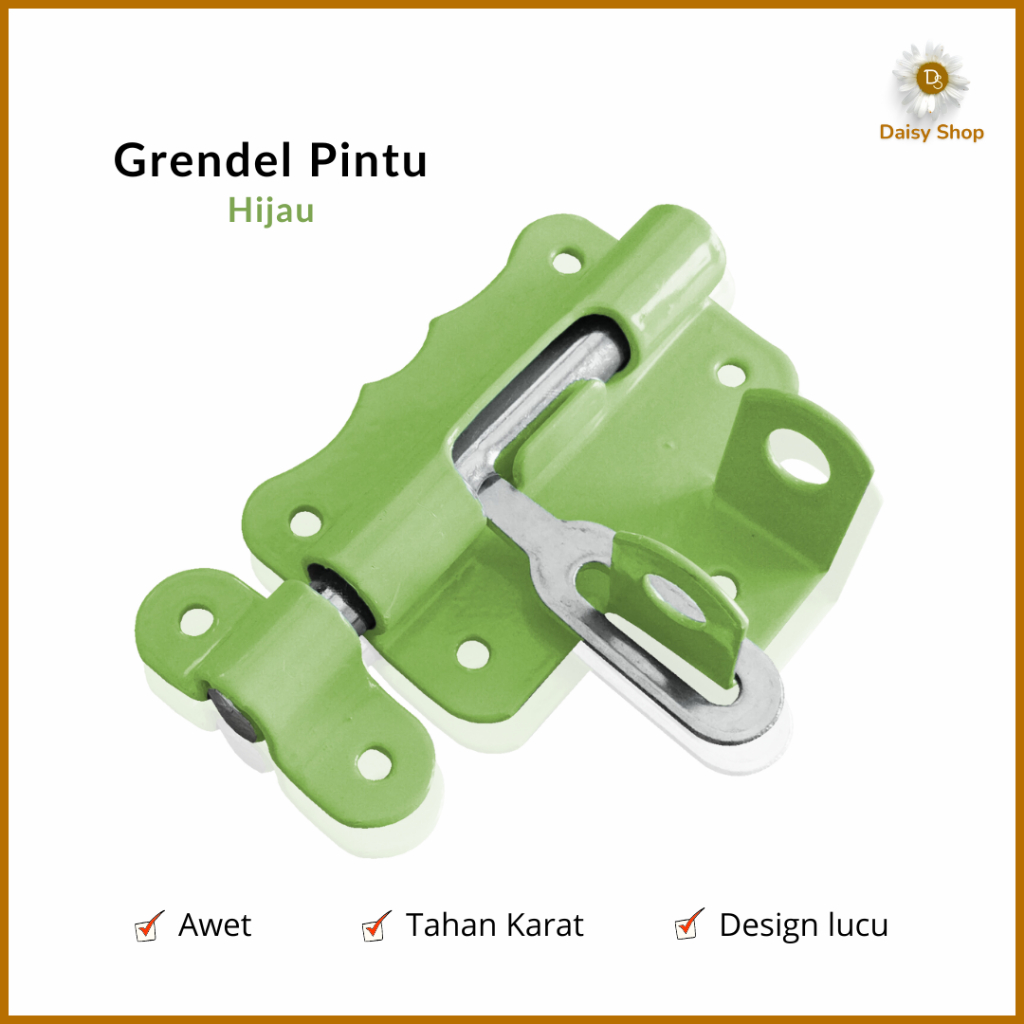(DS) Grendel Overpal Hijau 2 INCH 3 INCH / Grendel Tempat Kunci Pintu 2" 3" / Slot Pintu Jendela