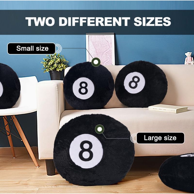 Bantal Bola Billiard Angka Delapan Plush Toys Bola Hitam Billiard Black plushie pillow