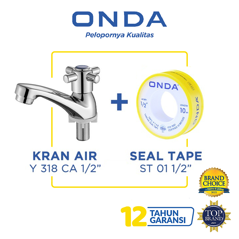 ONDA Kran Wastafel Y 318 CA 1/2” + Seal Tape ST 01 1/2”