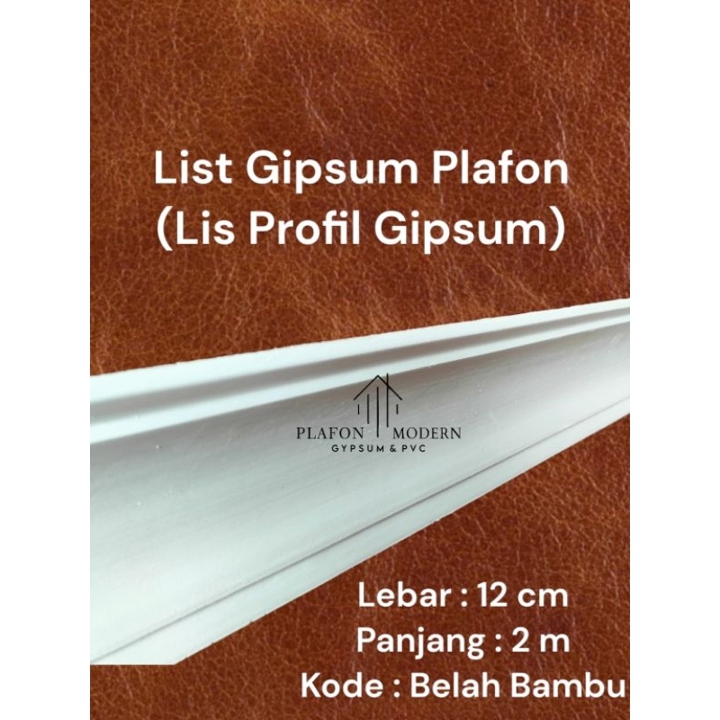 List gypsum motif belah bambu 12 cm / lis siku gypsum gipsum plafin / list profil gypsum plafon / pl