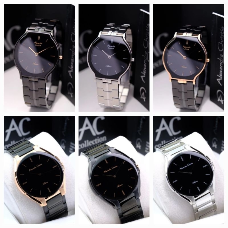 new jam tangan Alexander Cristie Asteria ac8410 / ac8610 black gold - pria
