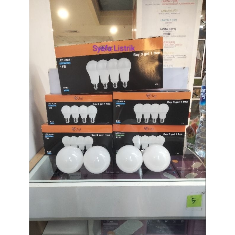 Eclat LampubLED Multi Pack 5Watt 7Watt 9Watt 12Watt 18Watt isi 4 Lampu