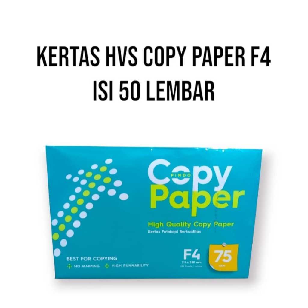 

KERTAS HVS UKURAN F4 / COPY PAPER / KERTAS FOTOKOPI 75 GSM ISI 50 LEMBAR