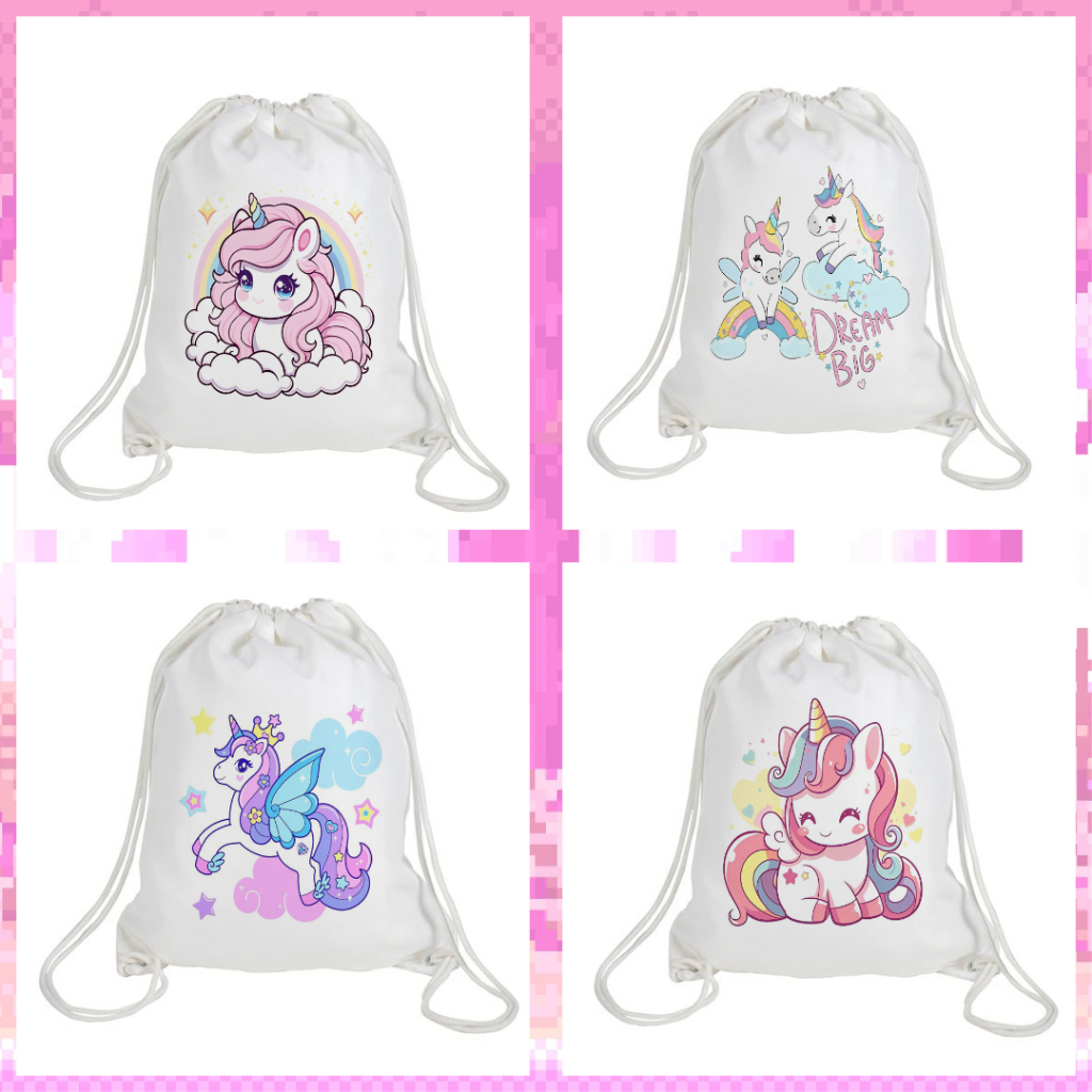 Tas Ransel Serut Kanvas Bergambar Unicorn Lucu / stringbag lucu / tas gendong anak estetik / drawstr