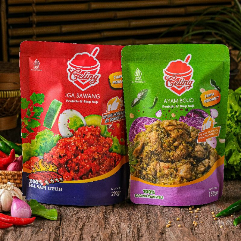 

Paket Ekonomis 2 / 2 Pack Lauk Iga Sawang (Sambal Bawang) 200 Gram + Ayam Bojo (Lombok Ijo) 150 Gram / Lauk Siap Saji