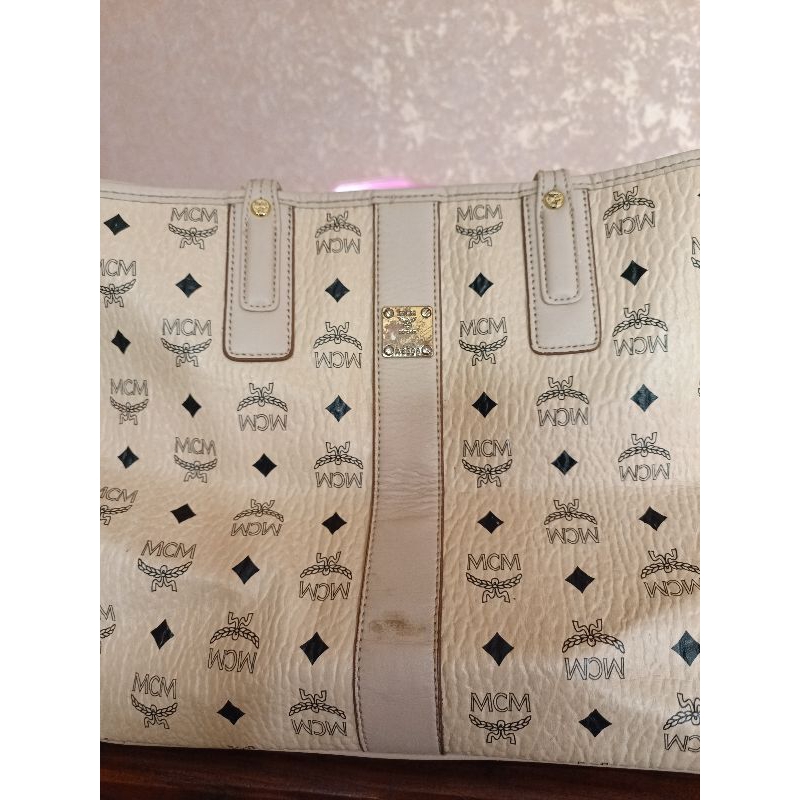 Preloved MCM Reversible Tote Bag Beige