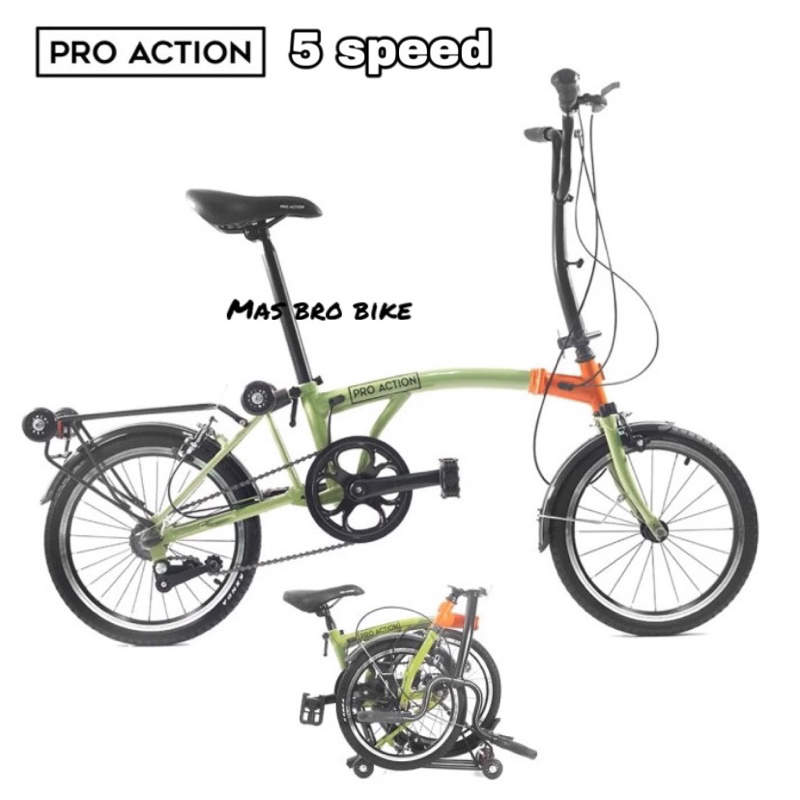 sepeda lipat pro action parrot 5 speed folding bike