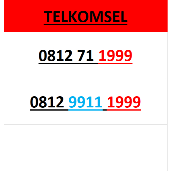 Nomor cantik simpati 4g 5g seri tahun 1999 r15000