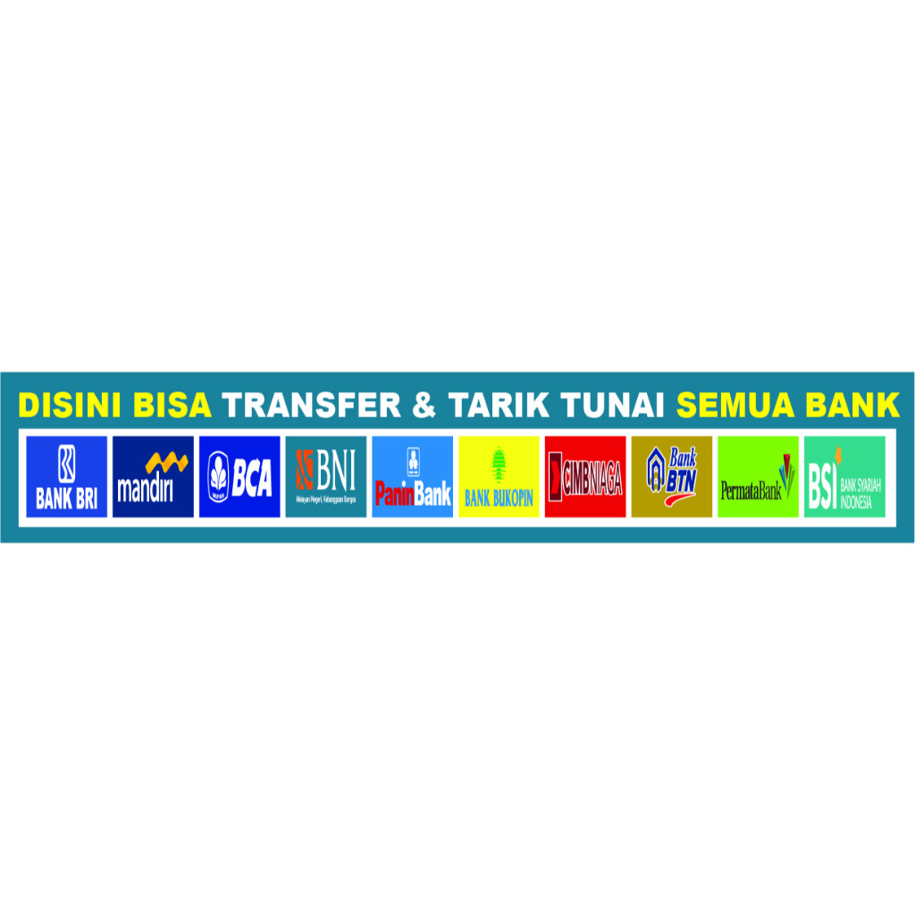 SPANDUK HIASAN KONTER LOGO BANK WARNA HIJAU (CUSTOM REQUES NAMA KONTER)