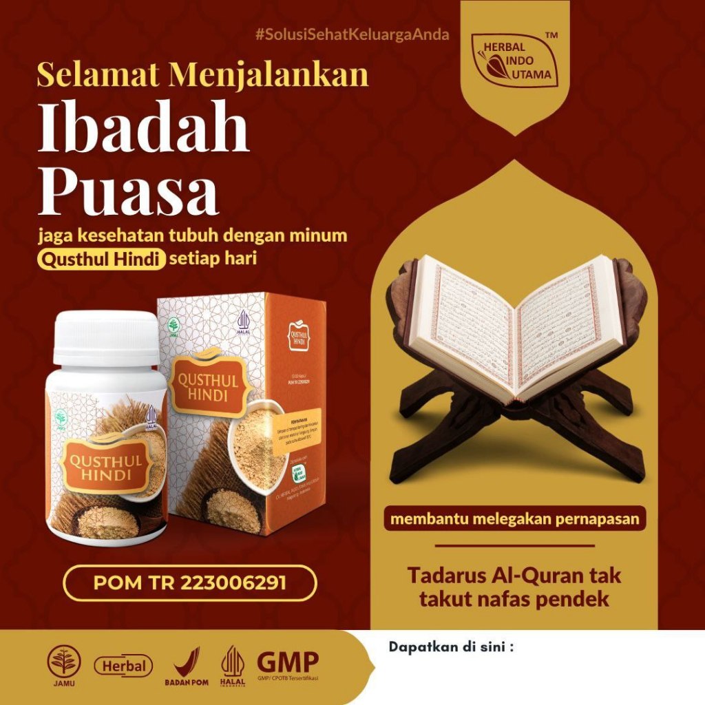 Qusthul Hindi Melegakan Pernafasan Mengatasi Penyempitan Pernafasan, 100% ekstrak Qusthul Hindi BPOM