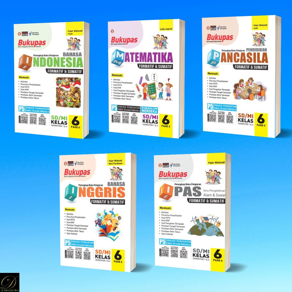 Bukupas Matematika / IPAS / Pancasila / Bahasa Indonesia / Bahasa Inggris SD/MI Kelas 6 Latihan Soal