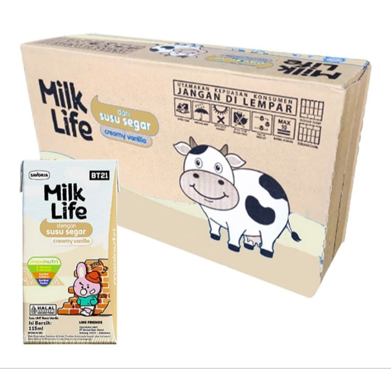 

Milk life susu UHT Creamy vanilla isi 40 pcs x 115 ml - karton