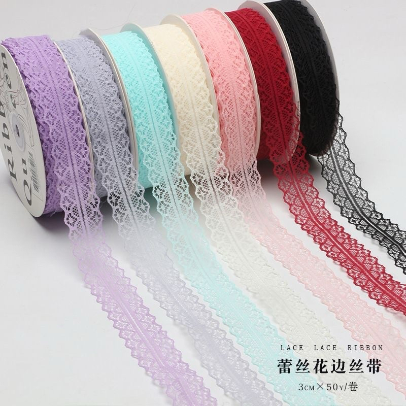 

(Ecer) Pita renda korea 3cm | Pita buket renda | Lace ribbon