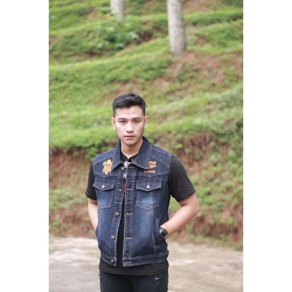 TANS - Rompi Jeans Pria / Rompi Jeans Full Bordir Cowok Lekmong Bikers The Berry Premium
