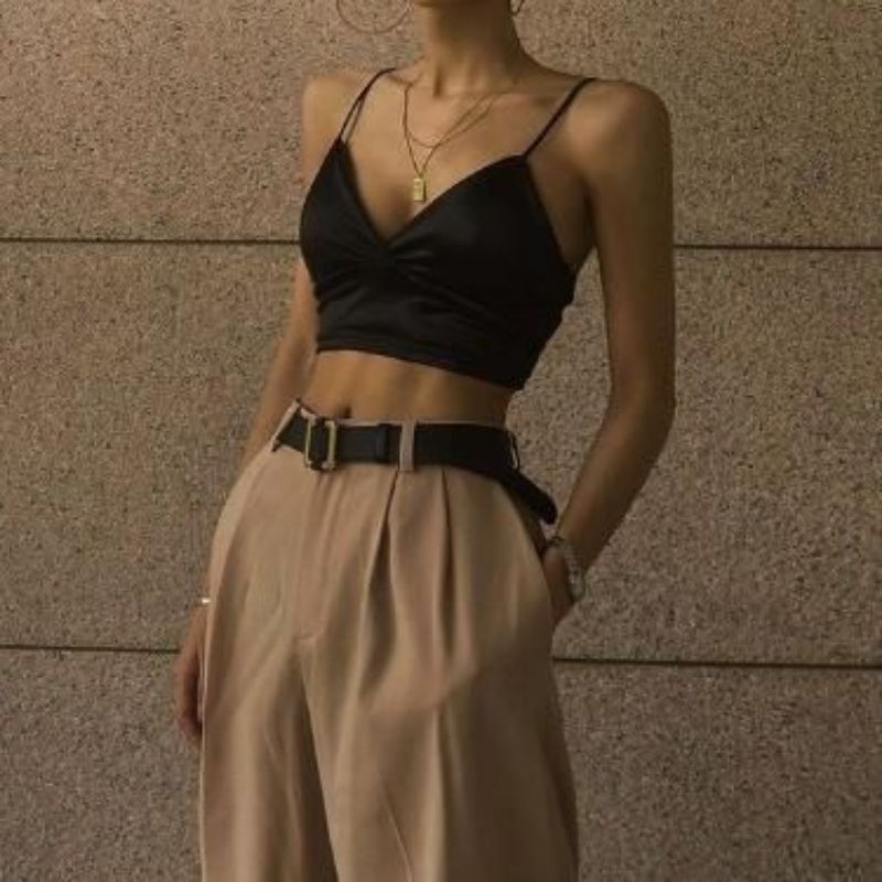 CropTop With Cup Bra / TankTop Crop Satin