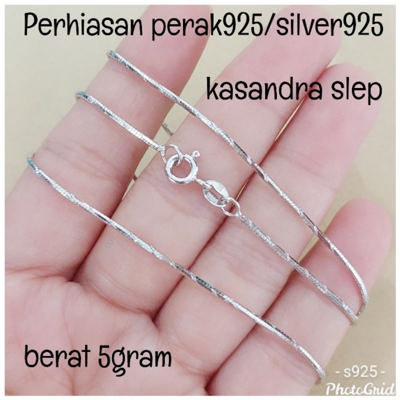 Kalung kasandra slep 5gram perak 925 lapis mas putih