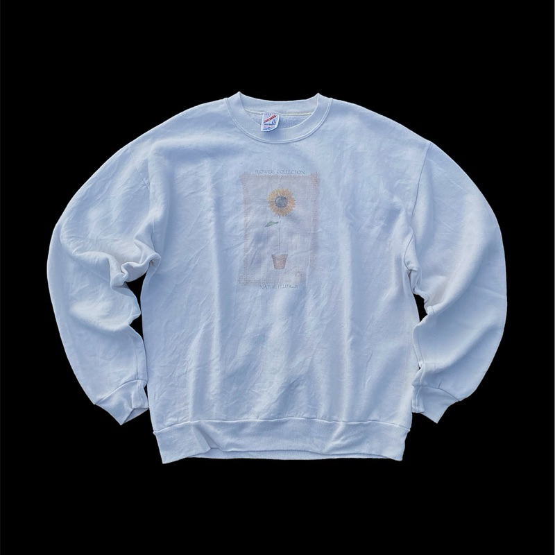 VINTAGE JERZEES 90S SUN FLOWER POT CREWNECK/SWEESHIRT