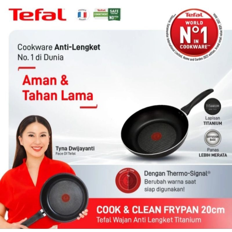 Tefal Cook and Clean Frypan 24 cm - Panci Anti Lengket dengan Teknologi Thermo-Spot