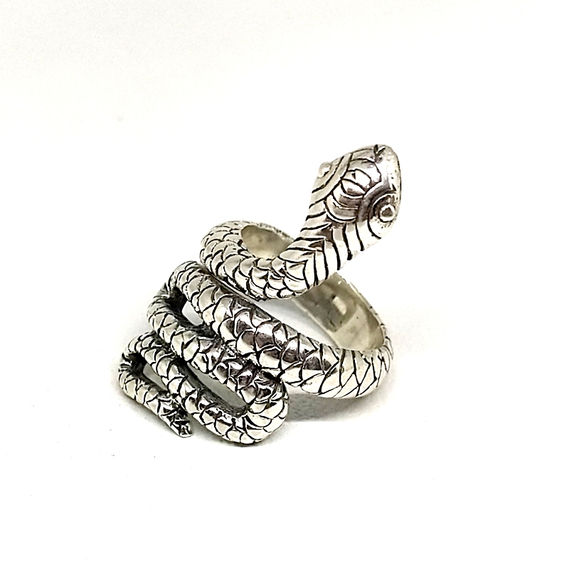 Cincin Ring Perak silver Bali Ukir Ular Snake Cobra Lebar Asli 925 Pria Custom