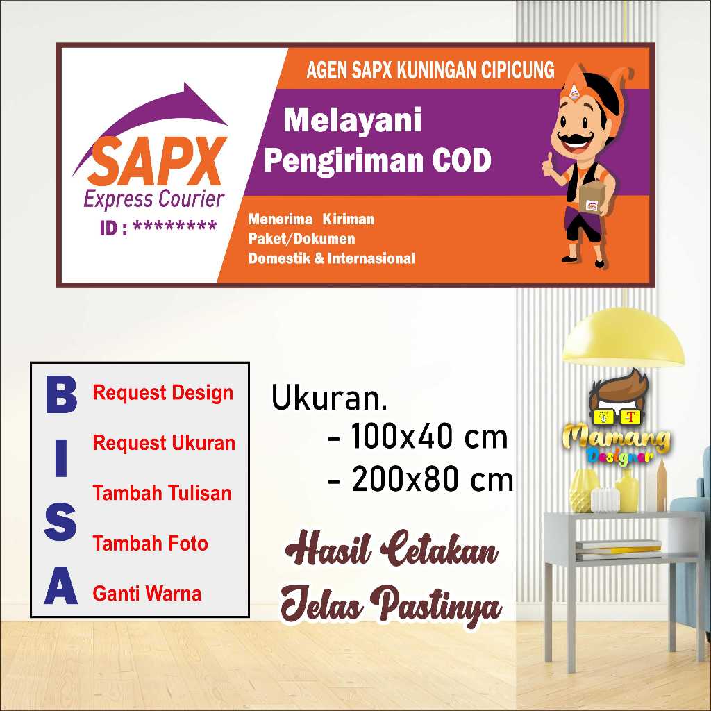 Cetak Banner Spanduk MMT Mitra Ekspedisi SAP Express Design Warna Orange Bagus bb