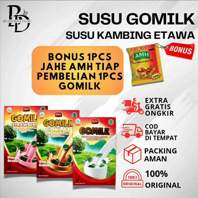 

[GRATIS JAHE] Susu Kambing Etawa Gomilk Asli plus Herbal - Tinggi Kalsium untuk Anak & Dewasa 200g