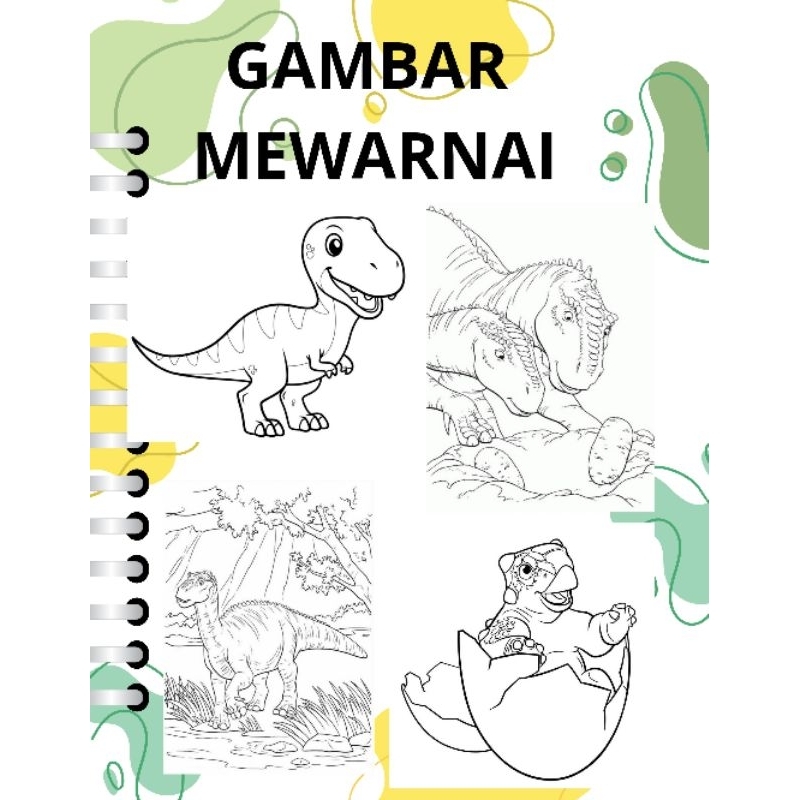 gambar mewarnai anak dinosaurus perlembar
