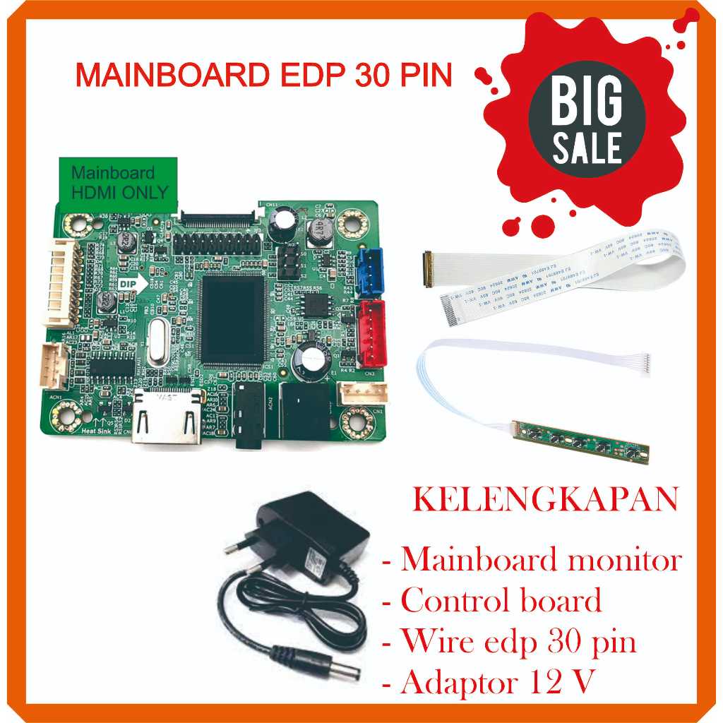 Universal mainboard laptop 30 pin untuk panel 30 pin slim lcd led edp 30 pin